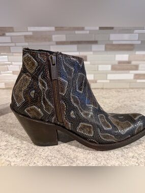 Liberty Black Breton Snake Print Booties